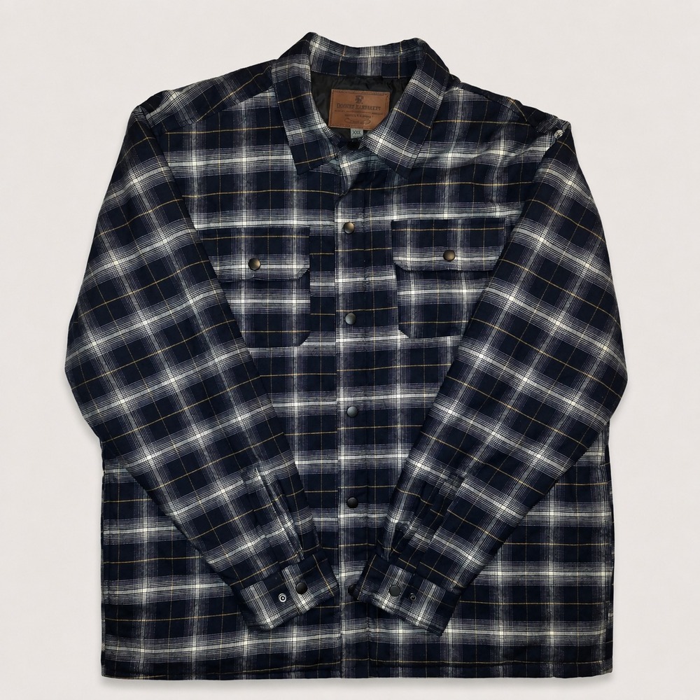 Rugged Elements XXL Blue Plaid Shacket Quilted Lined Snap Button Shirt Jacket